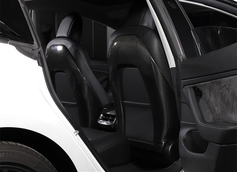 Tesla Model Y Real Carbon Fiber Seat Backrest Cover